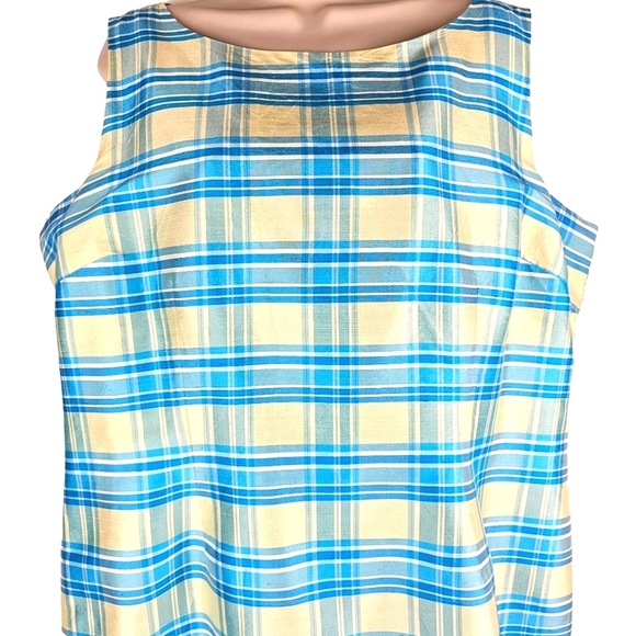 BOB MACKIE Silk Plaid Sheath Dress Size 16 - Picture 2 of 13